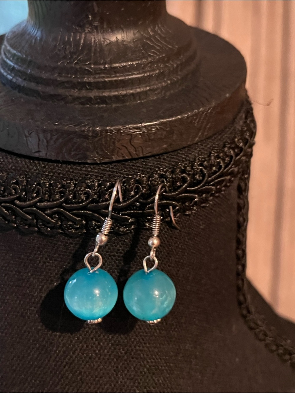 Turquoise Blue Bead Drop Earrings - Women Jewelry